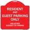 Signmission Resident & Guest Parking Violators Subject To Towing Heavy-Gauge Alum Sign, 18" x 18", RW-1818-9898 A-DES-RW-1818-9898 - alternate 1